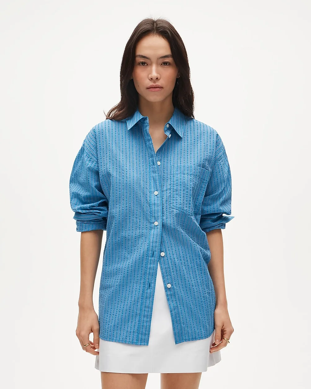 Étienne Oversized Shirt in Dobby Stripe by J.Crew