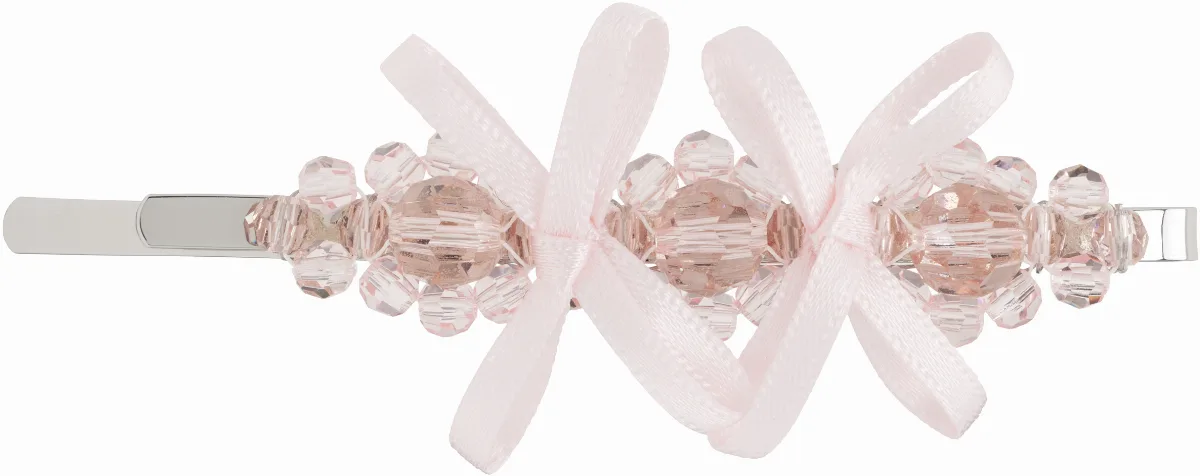Pink Petite Bow Detail Flower Hair Clip