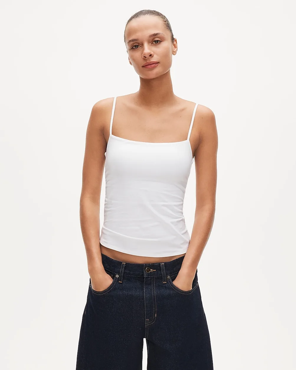 Stretch Cotton Shelf-Bra Tank Top by J.Crew
