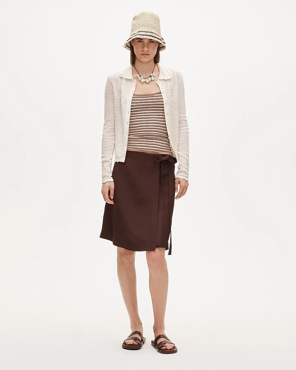 Fairfax Faux-Wrap Skirt in Linen Blend by J.Crew