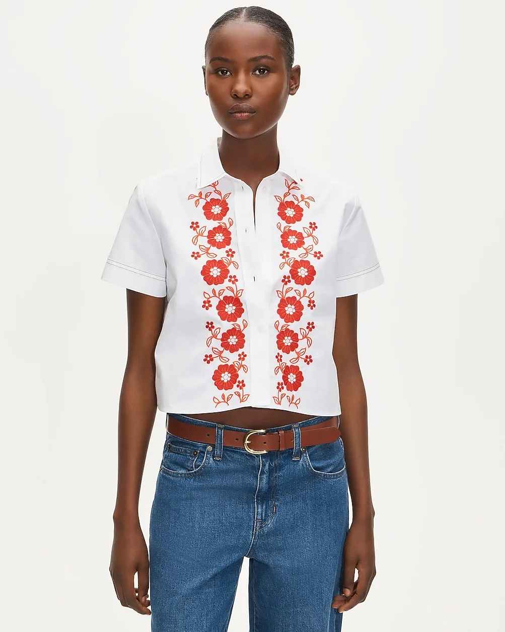 Gamine Button-Up Shirt in Embroidered Floral by J.Crew