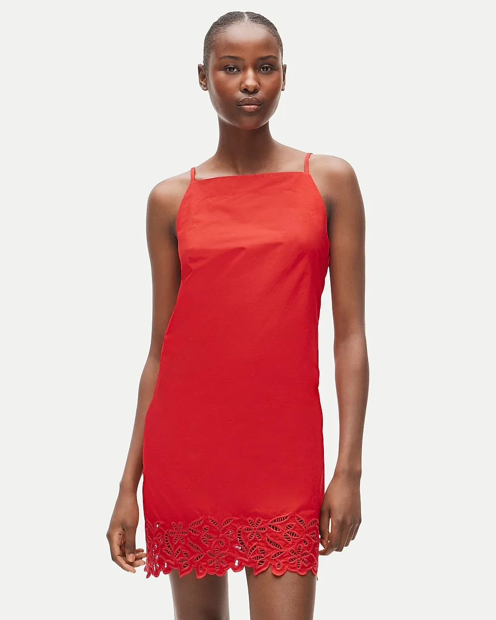 High-Squareneck Mini Dress in Cotton Poplin