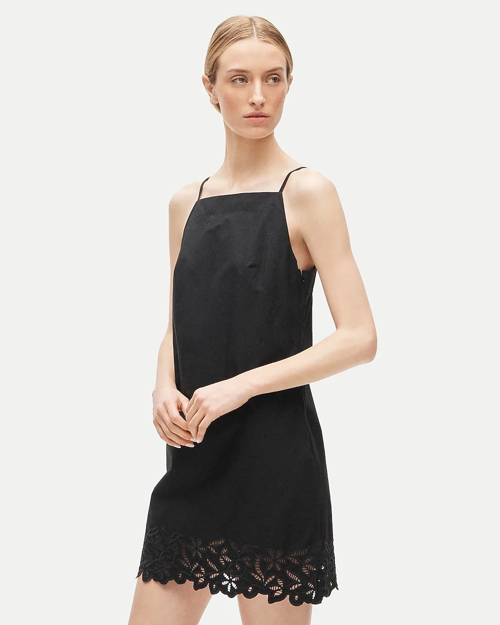 High-Squareneck Mini Dress in Cotton Poplin