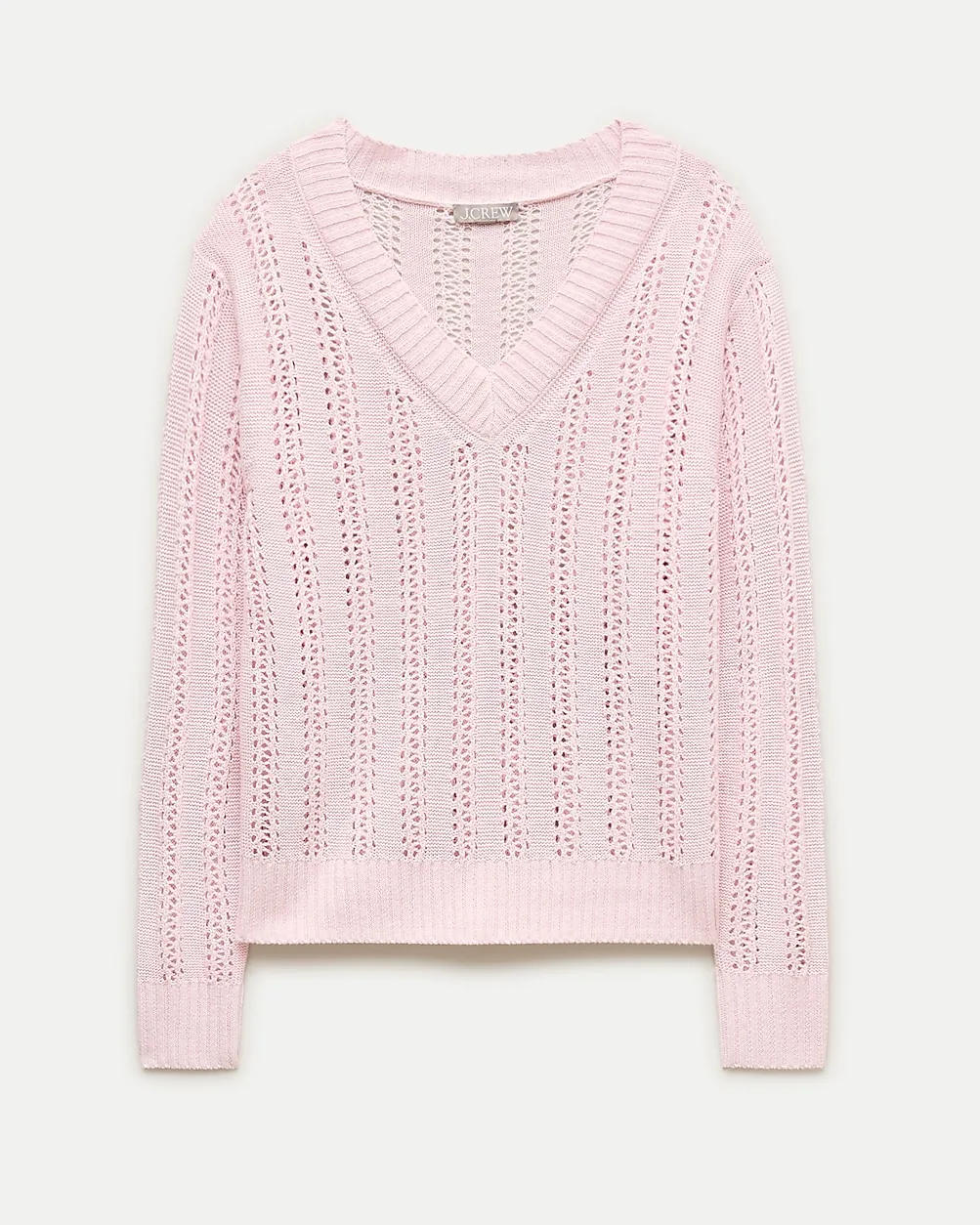 Open-Knit V-Neck Sweater in Linen Blend by J.Crew
