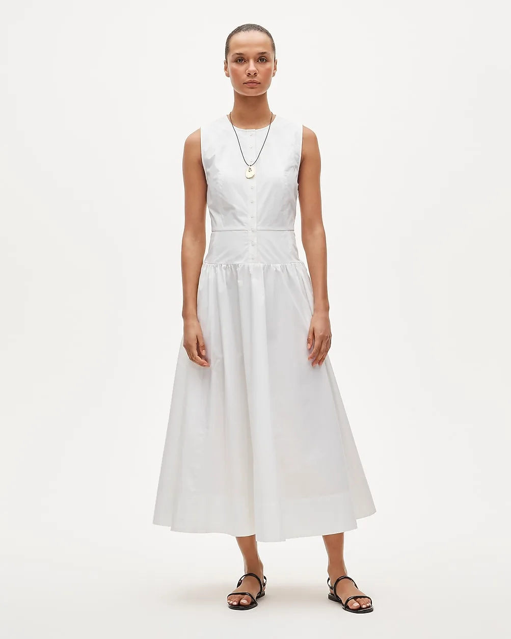 Button-Front Dress in Cotton Poplin by J.Crew