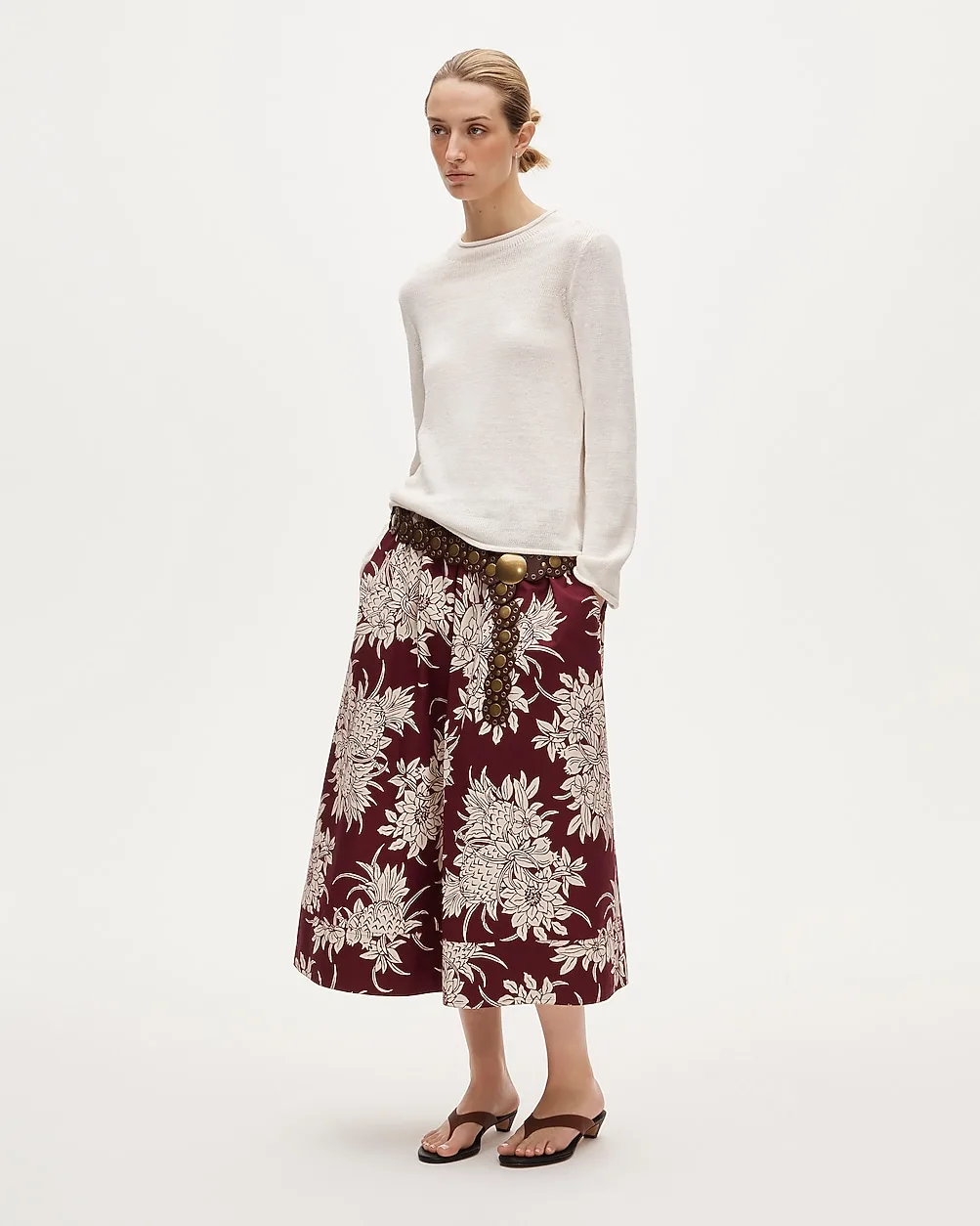 Pull-On Midi Skirt in Pineapple Garden Print by J.Crew
