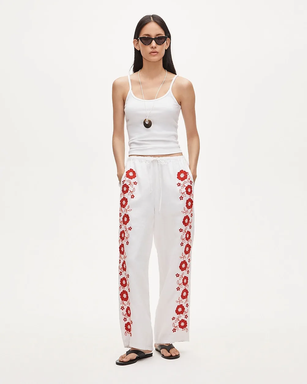 Soleil Pant in Embroidered Linen by J.Crew