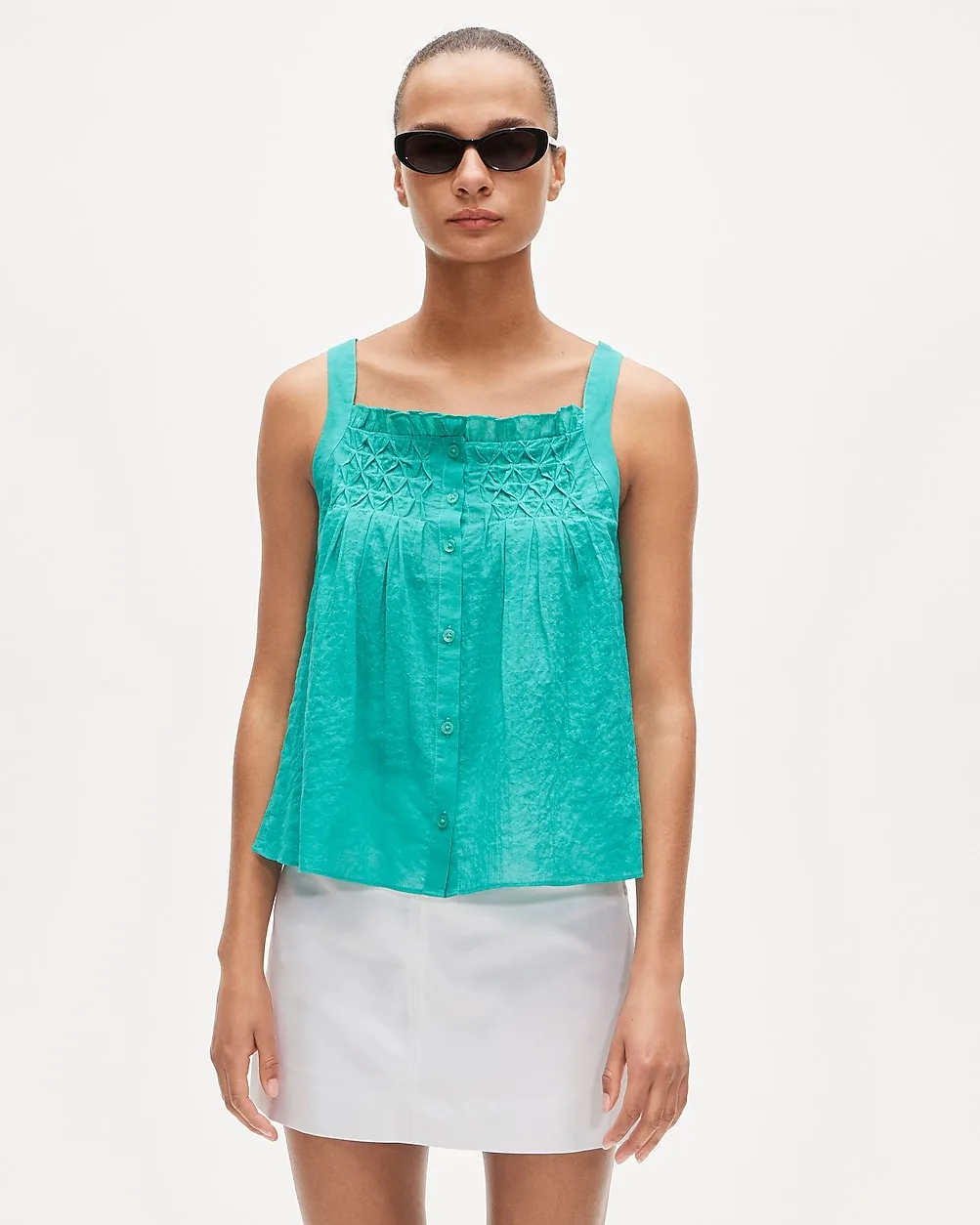 Smocked Crinkle Tank Top by J.Crew