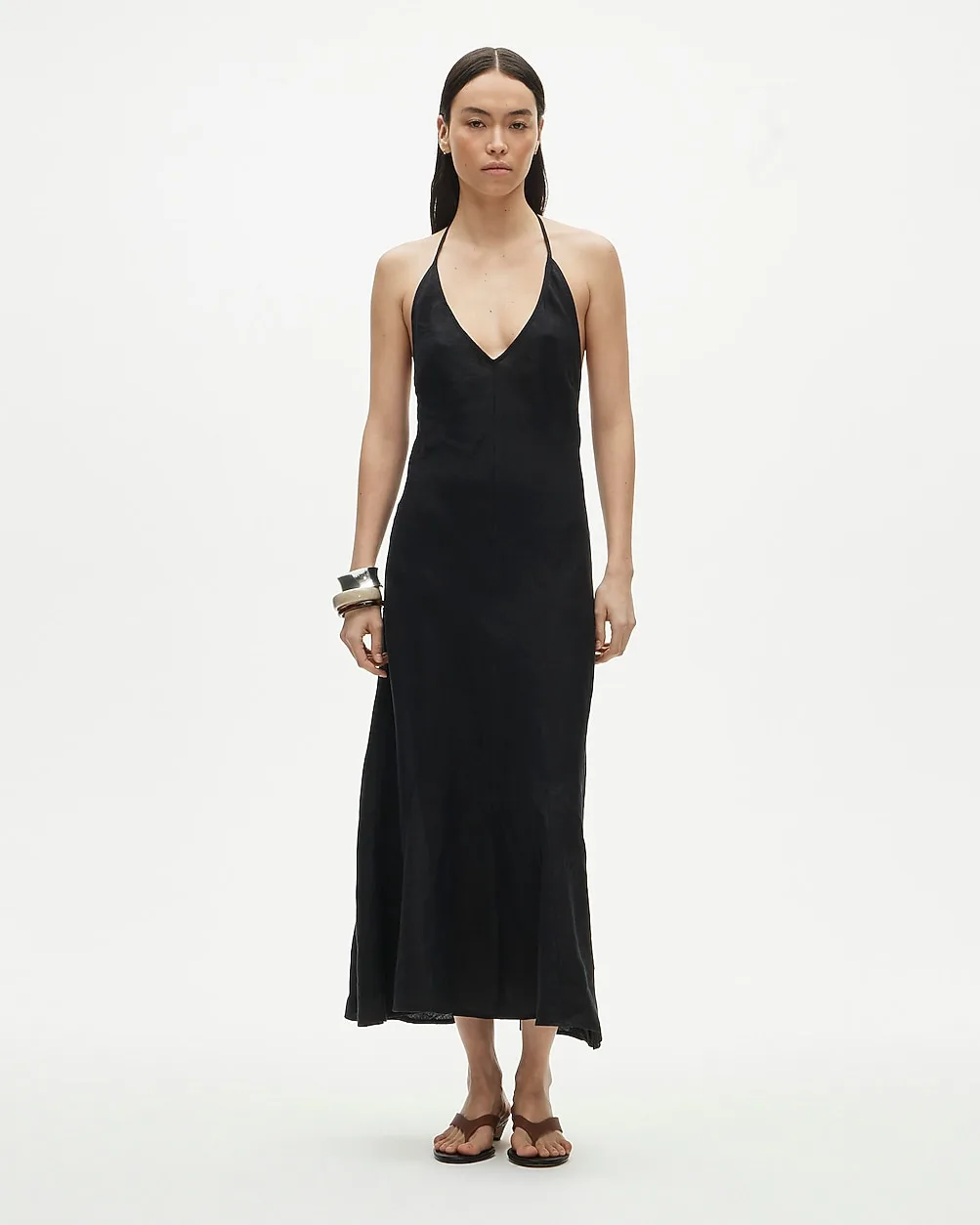 V-Neck Halter Dress in Saffron Linen by J.Crew