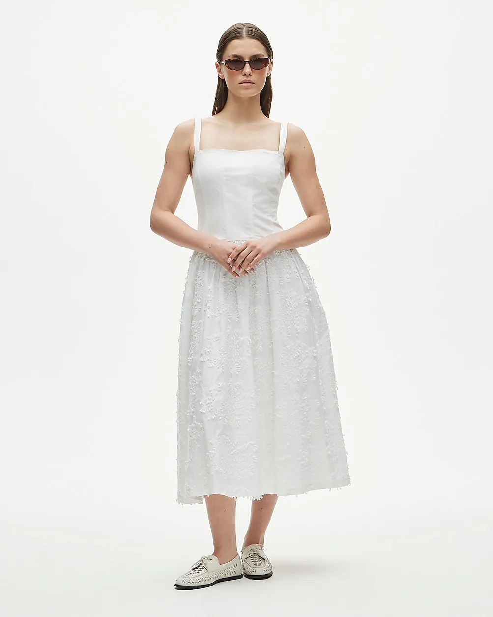 Collection Drop-Waist Dress with Embroidered Poplin Skirt by J.Crew