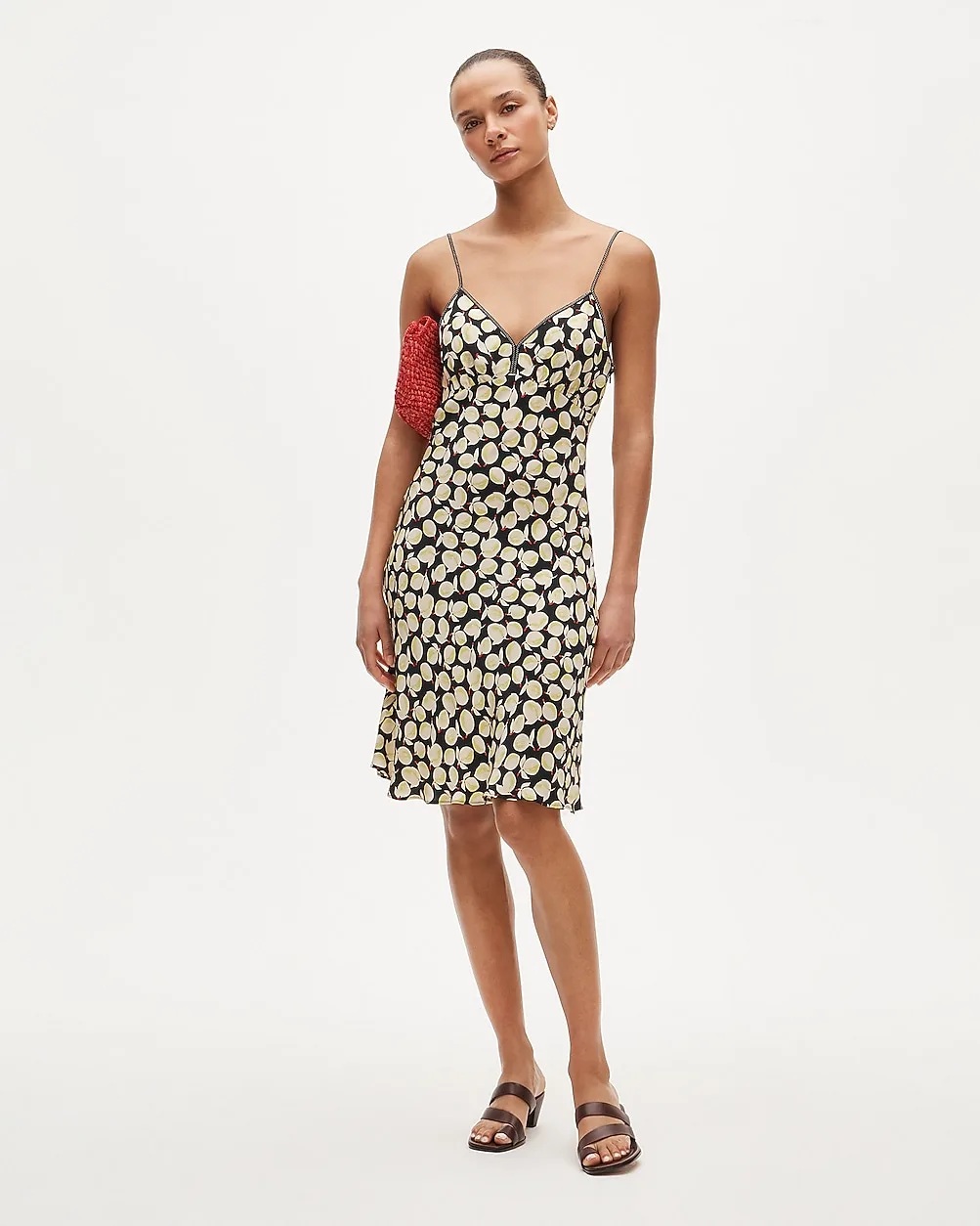 Slip Dress in Lemon-Print Crepe De Chine by J.Crew