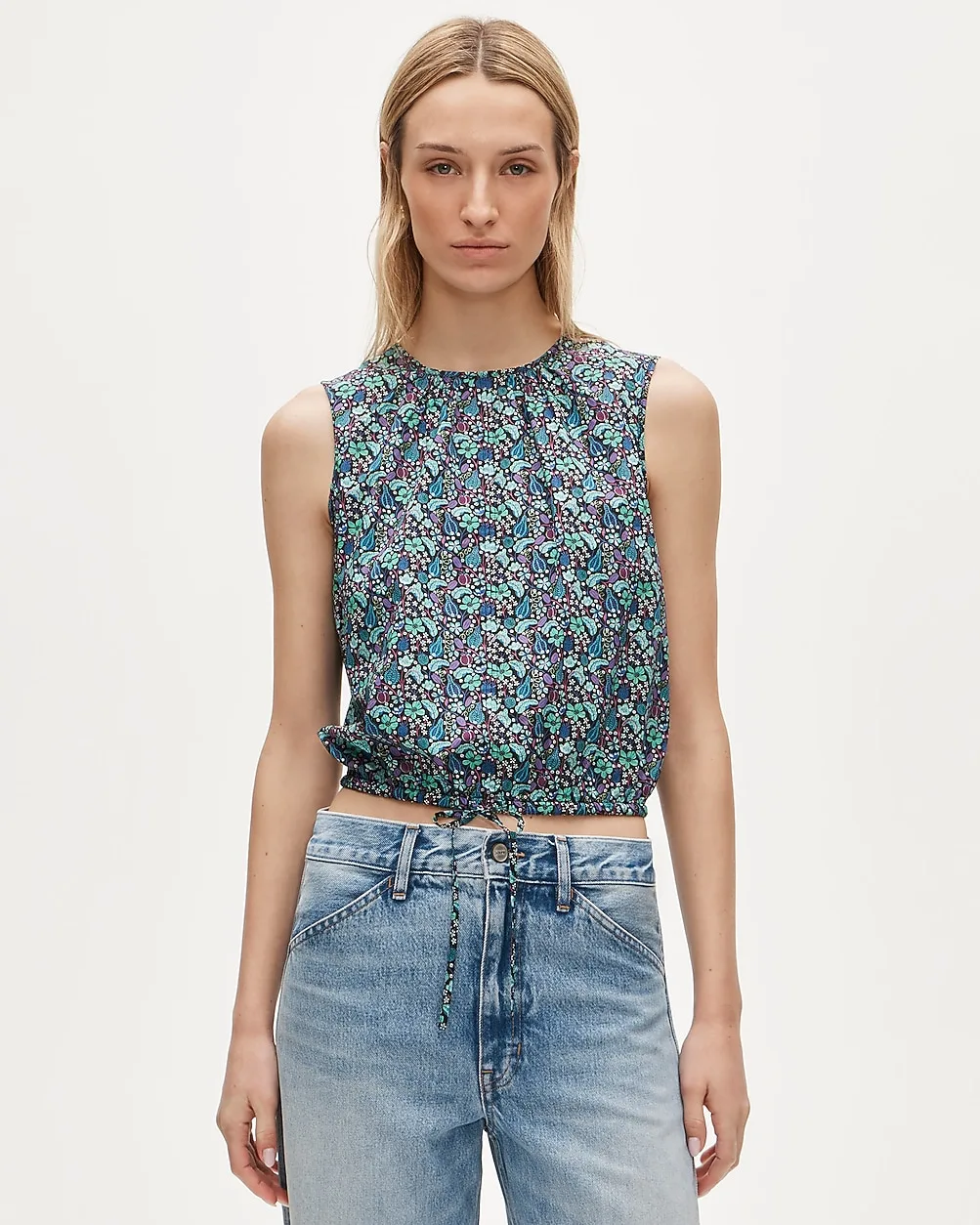 Drawstring-Waist Tank Top in Liberty® Floral Fabric by J.Crew