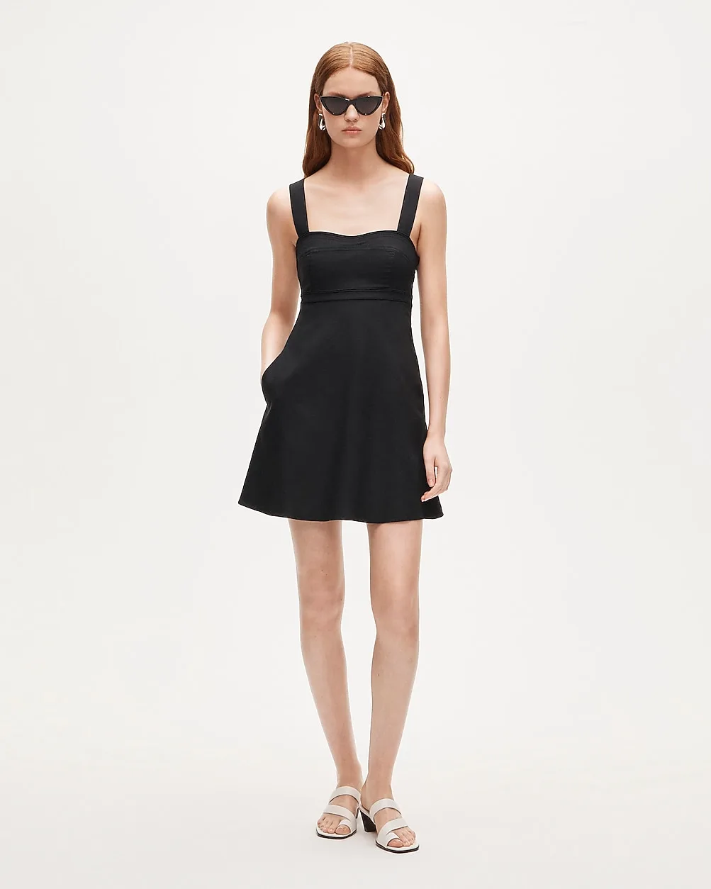 Empire-Waist Mini Dress in Gramercy Linen Blend