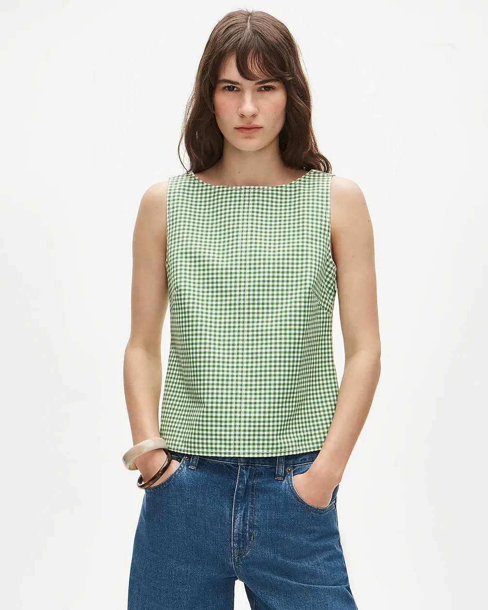 Shell Top in Gingham Double Cotton Poplin by J.Crew