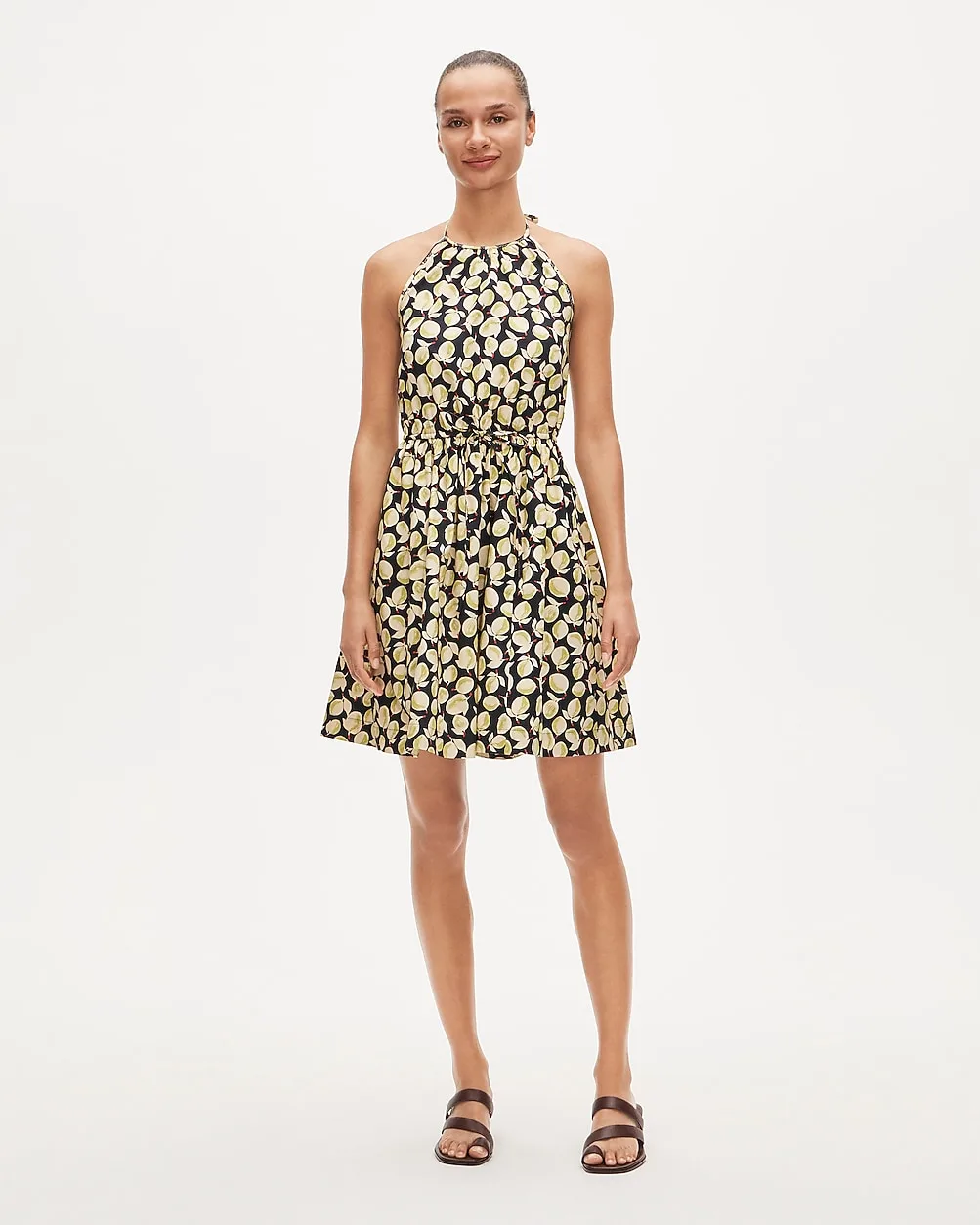 Halter Dress in Lemon-Print Cotton Poplin by J.Crew