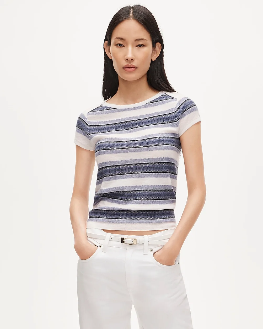 Featherweight Cashmere Sweater-Tee in Stripe by J.Crew