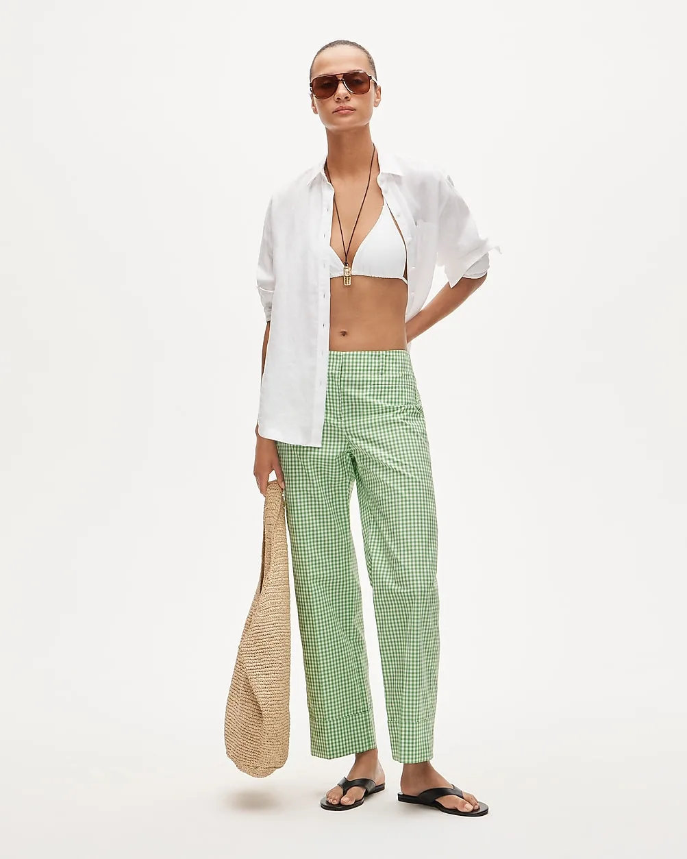 Cuffed Gingham Taffeta Pant by J.Crew