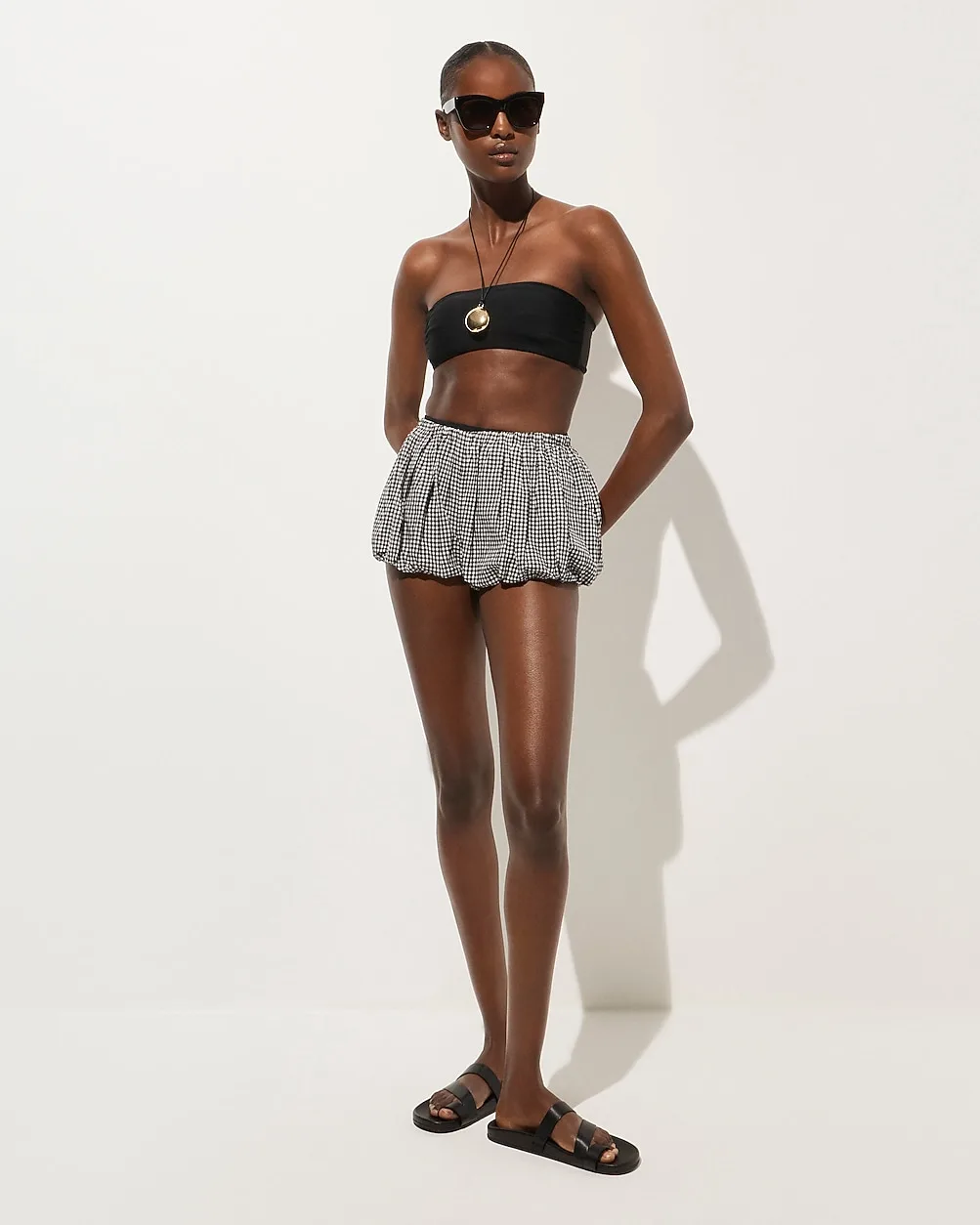 Bubble-Hem Beach Short in Gingham by J.Crew