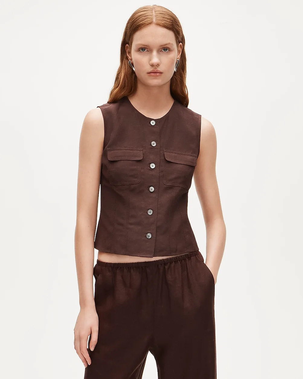 Utility Button-Up Top in Gramercy Linen Blend by J.Crew