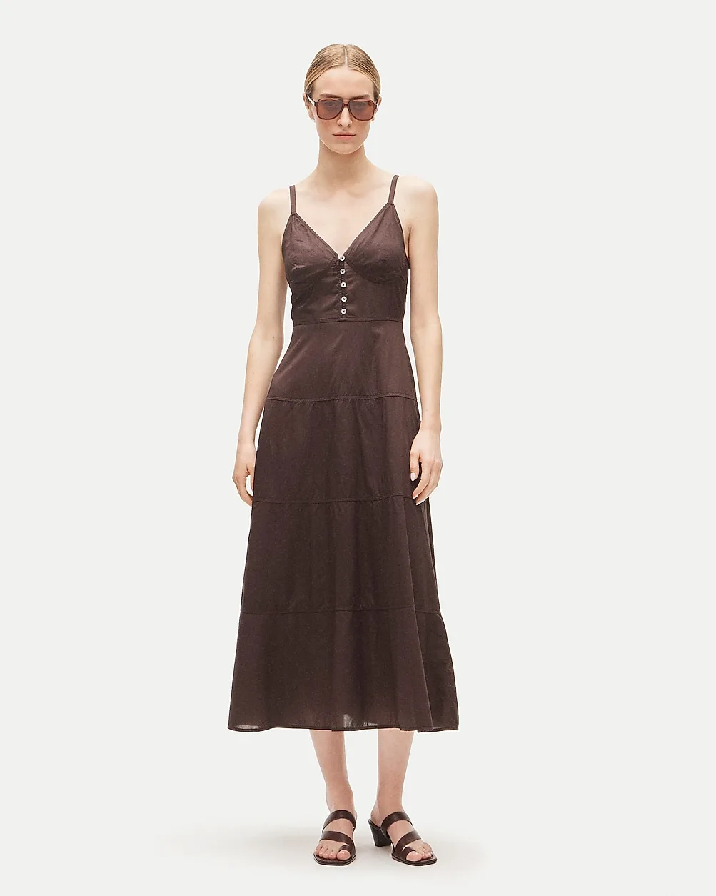 Tiered Dress in Garment-Dyed Cotton Poplin by J.Crew
