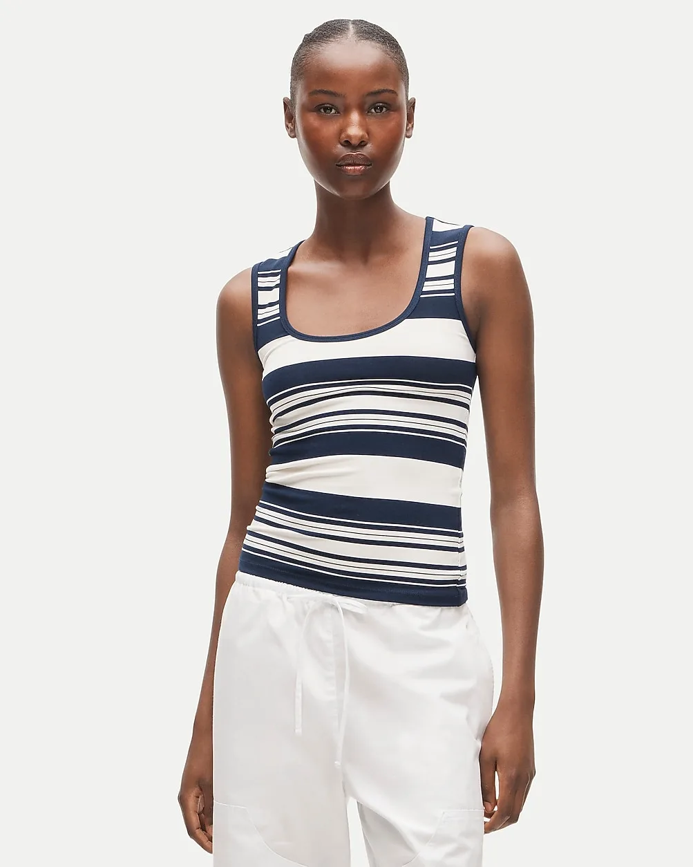 Refined Rib Scoopneck Tank Top in Stripe by J.Crew