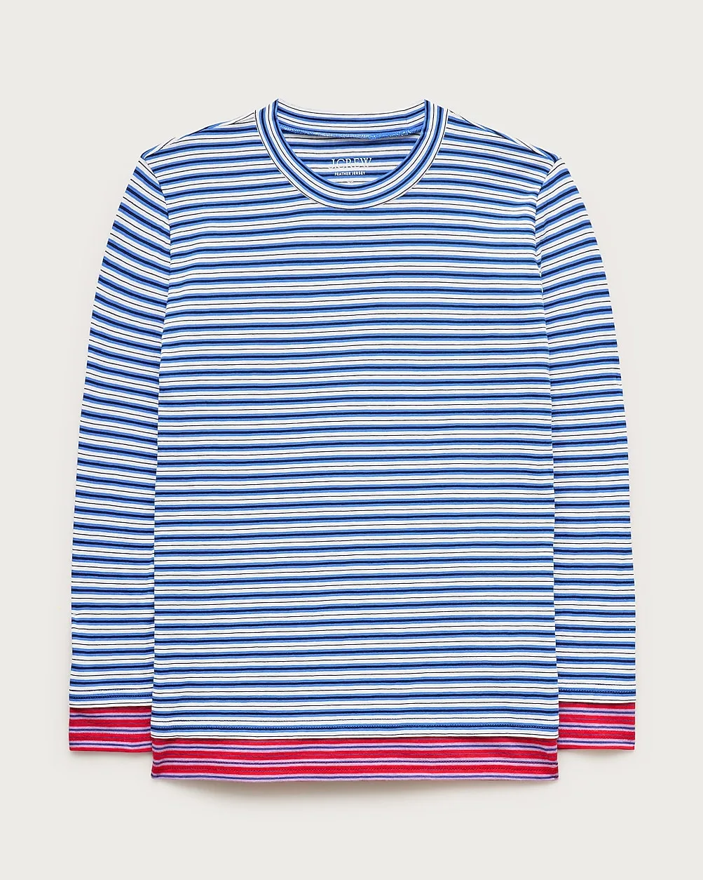 Feather Jersey Three-Quarter Sleeve Shirt in Contrast Stripe by J.Crew