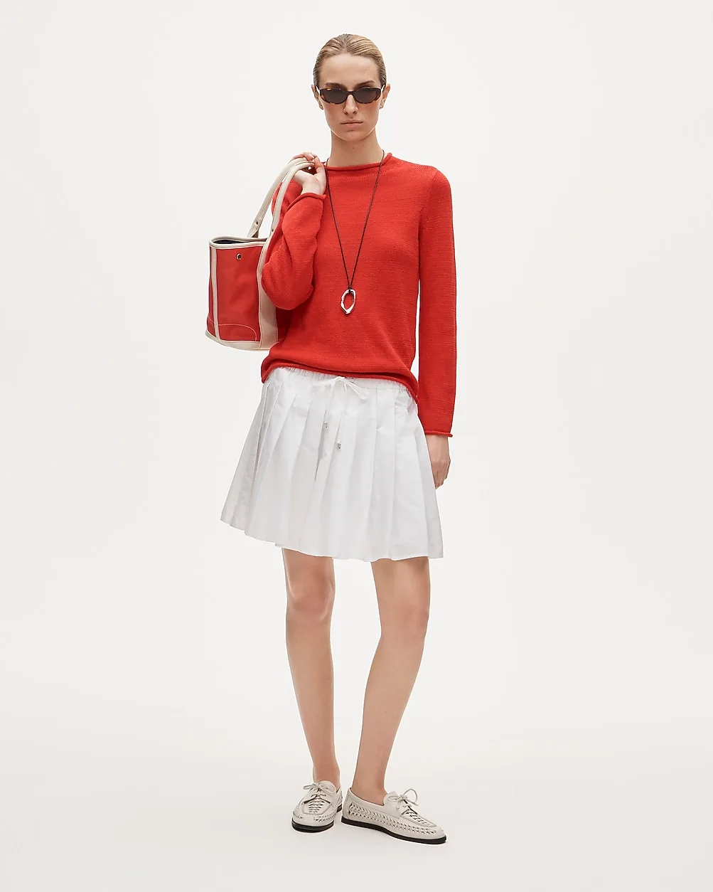 Drawstring Pleated Mini Skirt in Cotton Poplin by J.Crew
