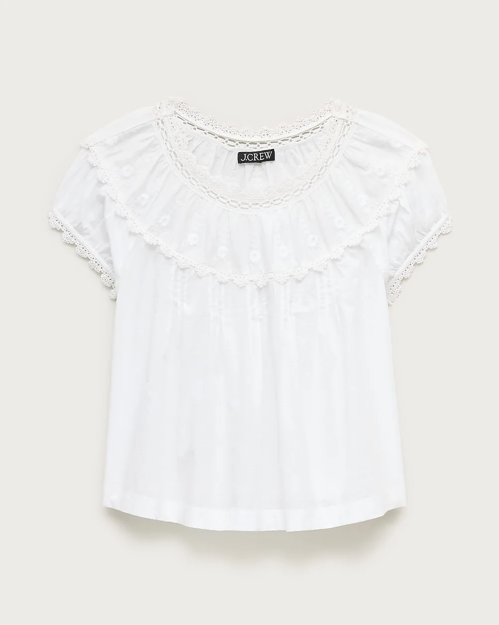 Embroidered Cap-Sleeve Top