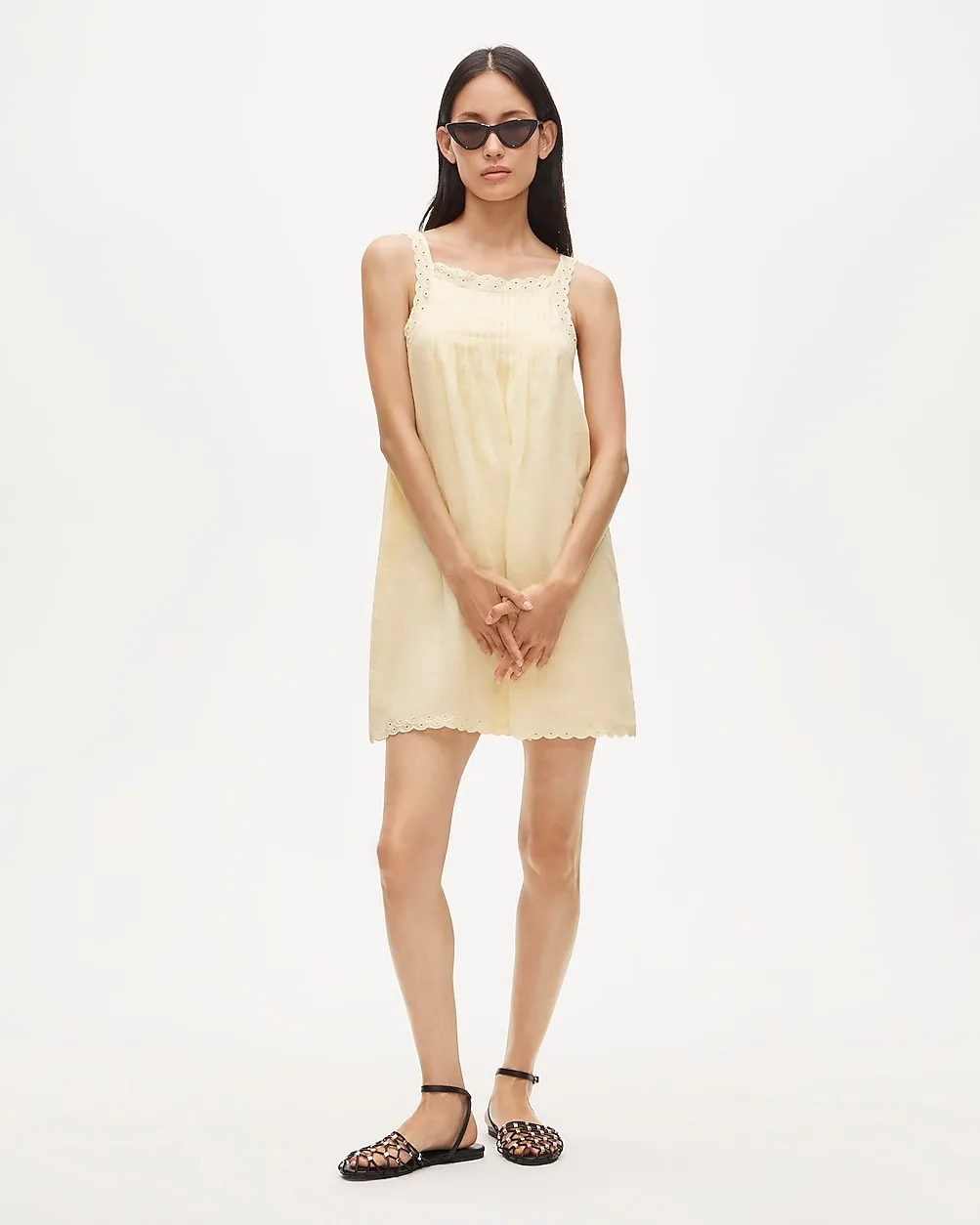 Scallop-Trim Mini Dress in Ramie by J.Crew