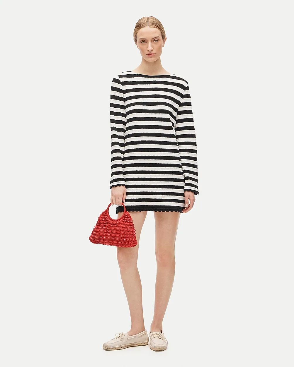 Boatneck Crochet Mini Dress in Stripe by J.Crew