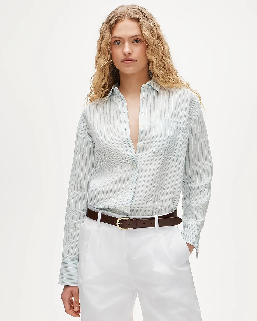 Garçon Classic Button-Up Shirt in Striped Linen by J.Crew