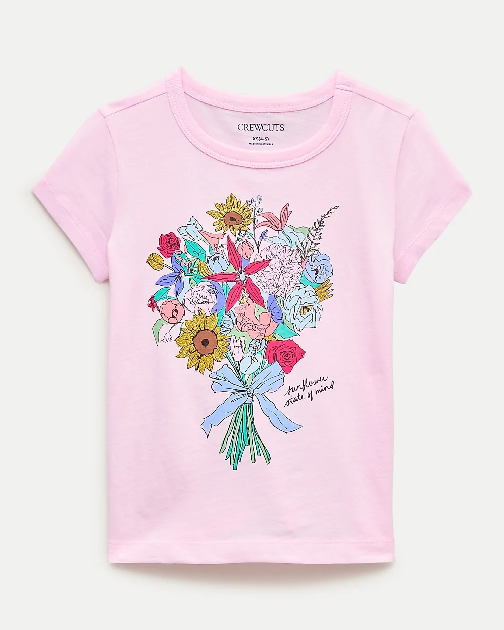 Short-Sleeve Bouquet Graphic T-Shirt with Glitter by J.Crew