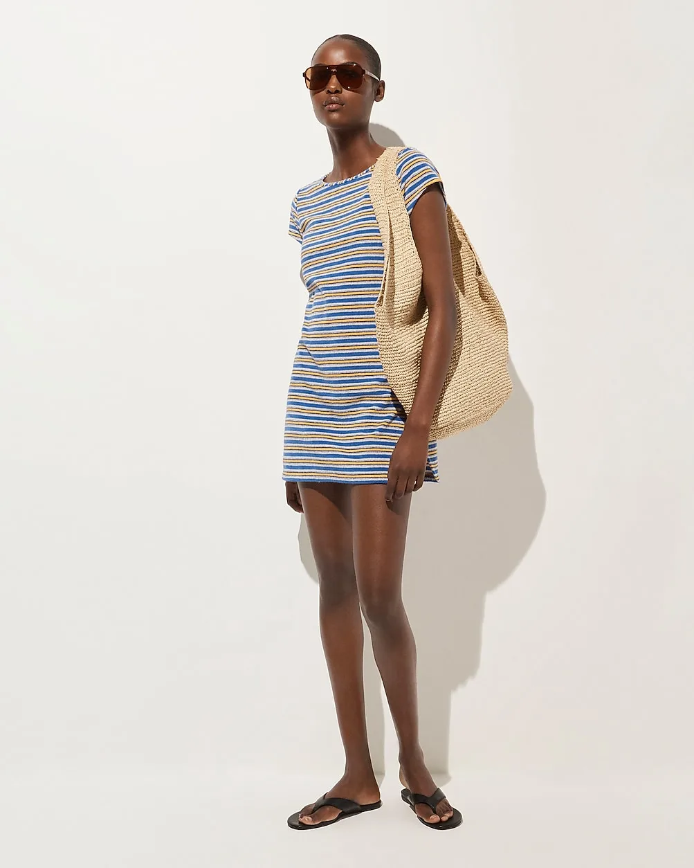 Towel Terry T-Shirt Dress in Stripe by J.Crew