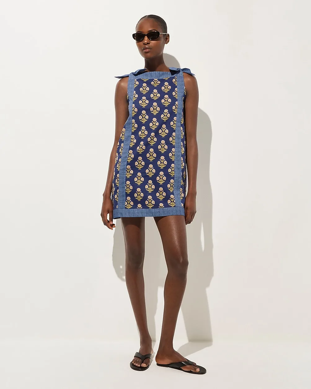 Sadie Beach Dress in Cotton Voile Marigold Block Print by J.Crew