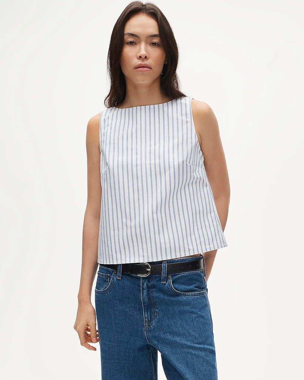 Shell Top in Striped Double Cotton Poplin by J.Crew