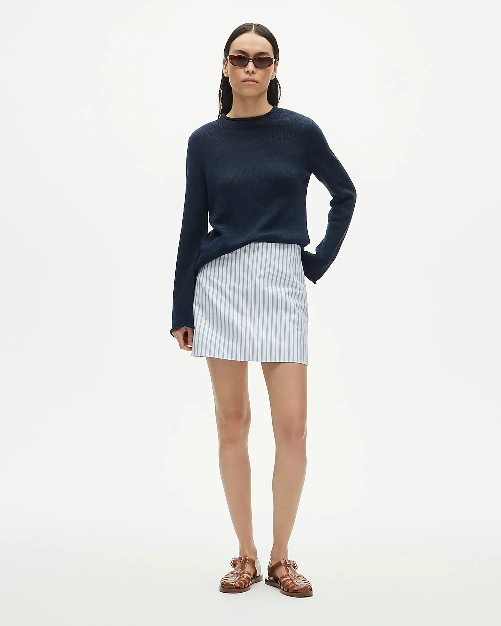 Fairfax Mini Skirt in Striped Double Cotton Poplin by J.Crew