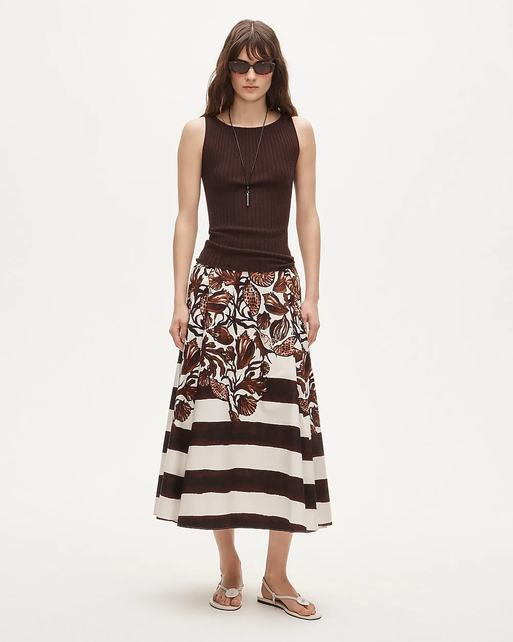 Side-Pleat Midi Skirt in Lobster & Seashell Print by J.Crew