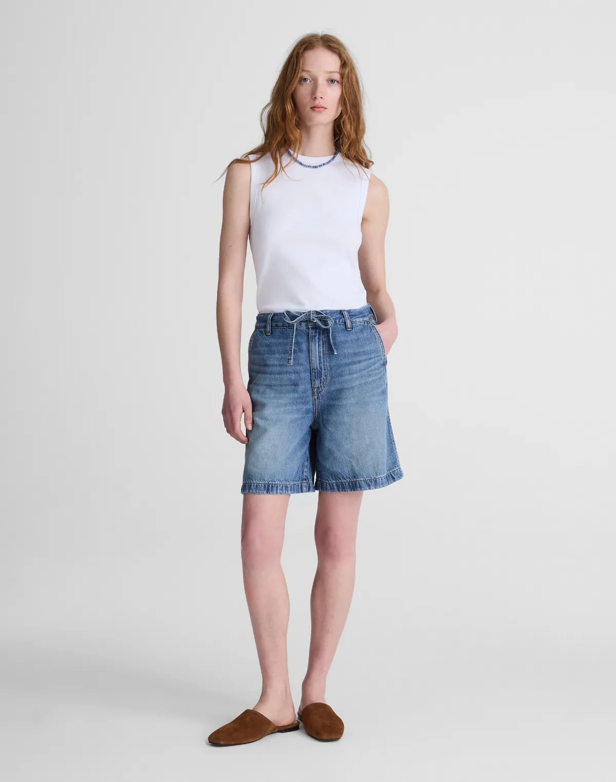 The Drawstring Short in Airy Denim by MW