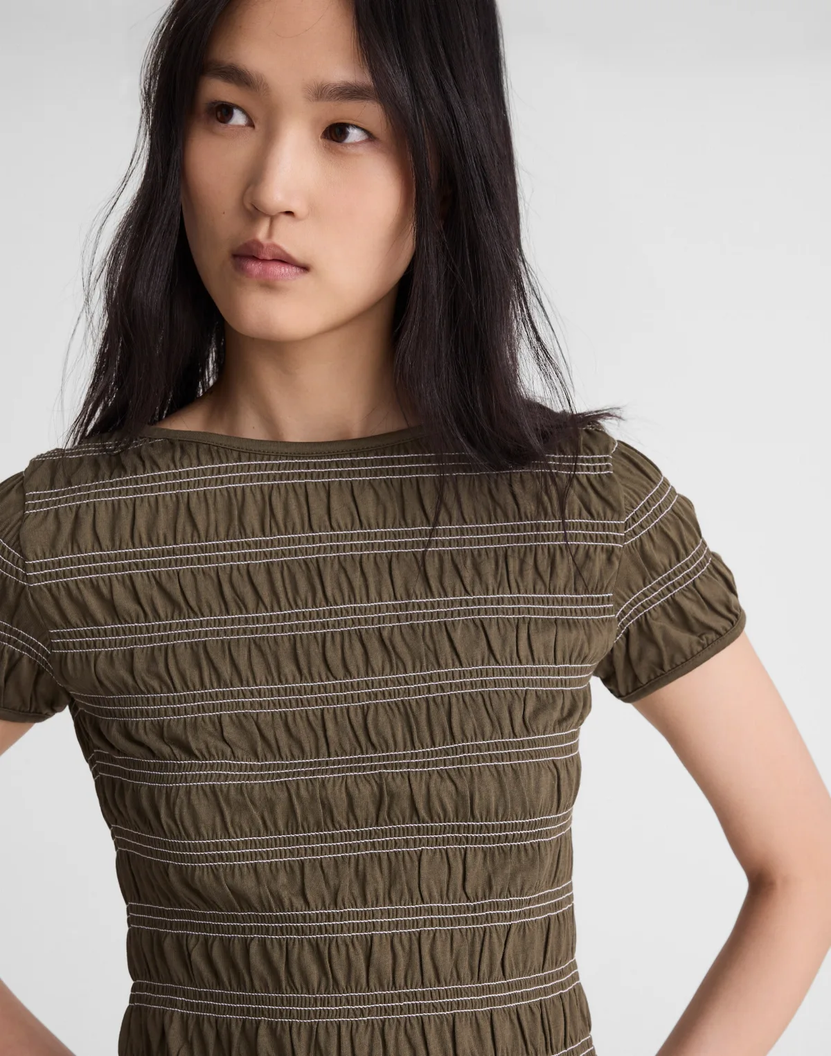 Smocked Short-Sleeve Top by MW