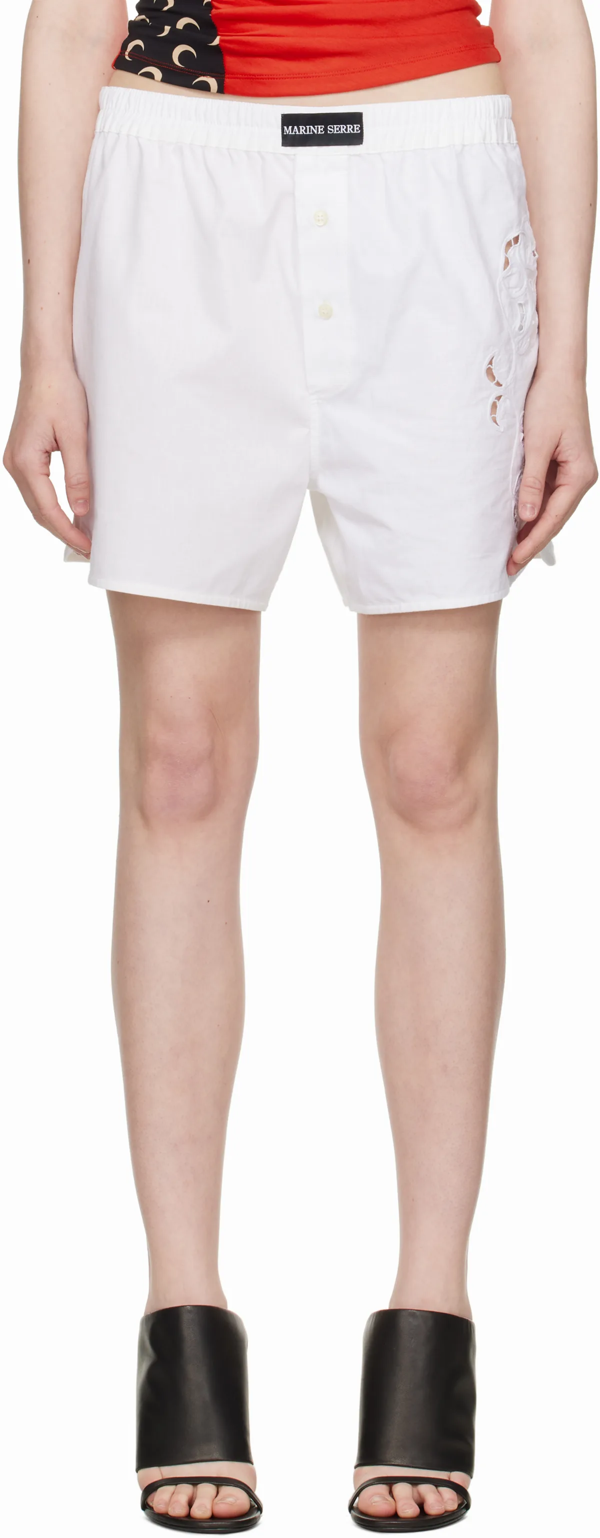 White Regenerated Household Linen Shorts