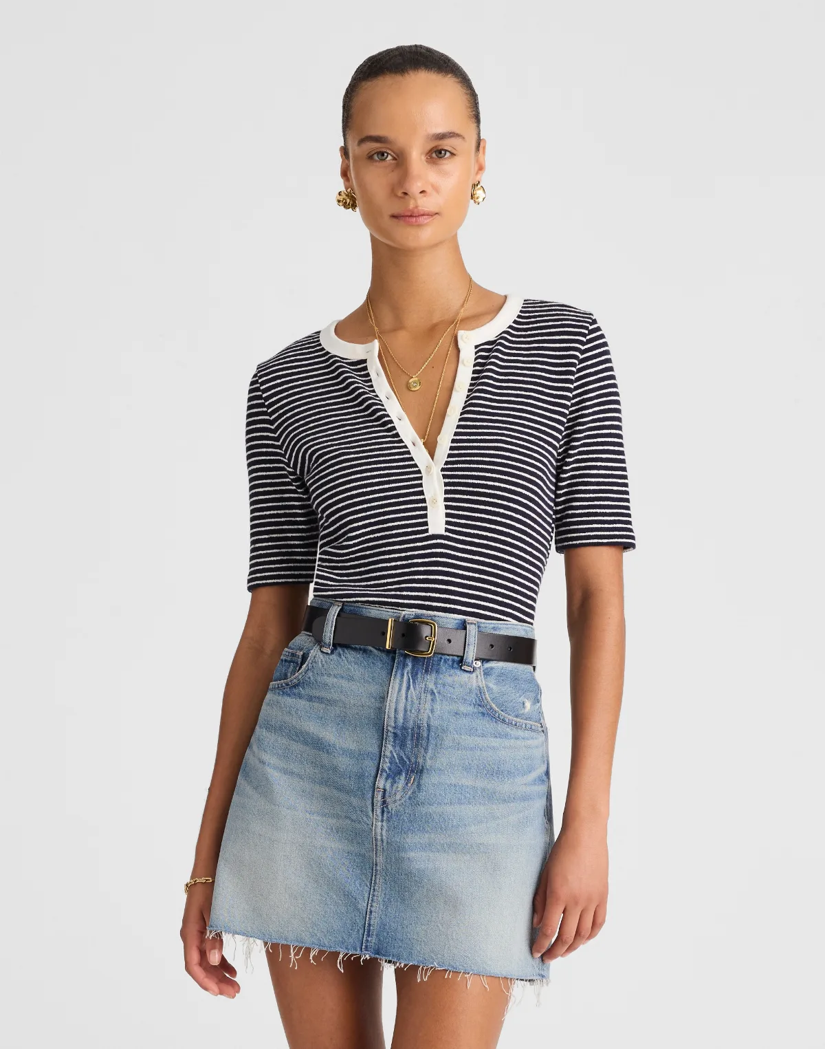 Raw-Hem Denim Mini Skirt by MW