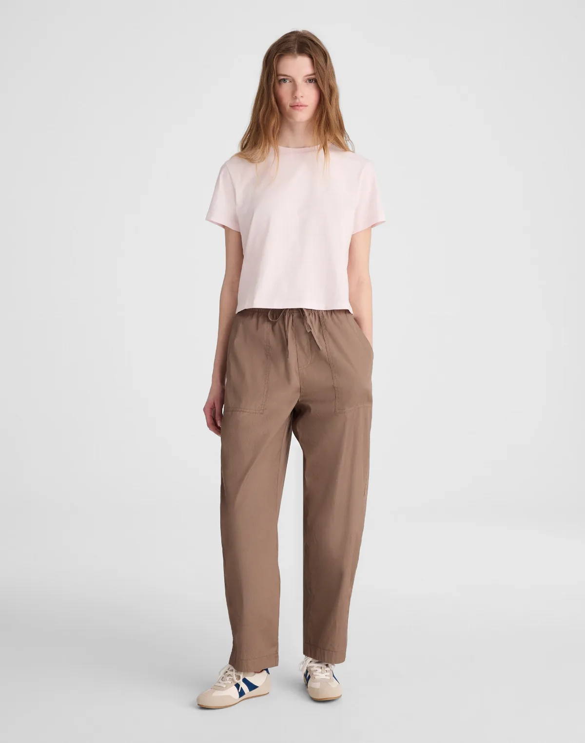 Pull-On Barrel-Leg Utility Pants in Poplin by MW