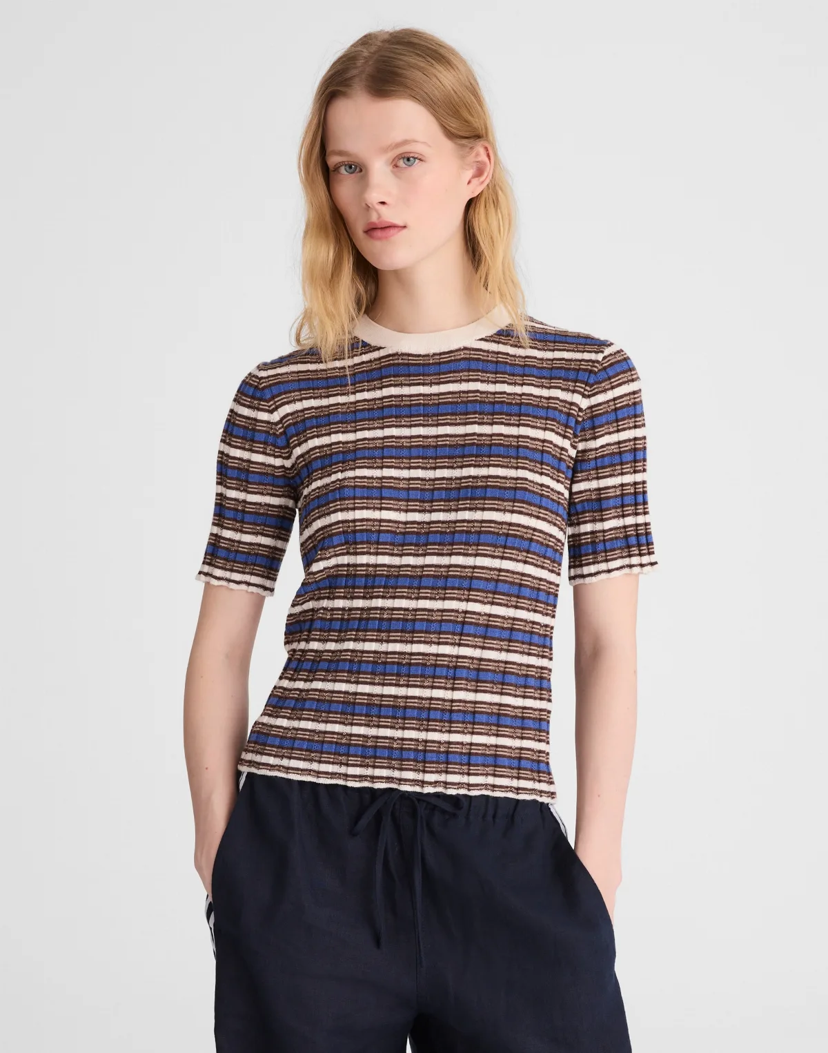 Crewneck Sweater Tee in Merino Wool-Silk Blend by MW
