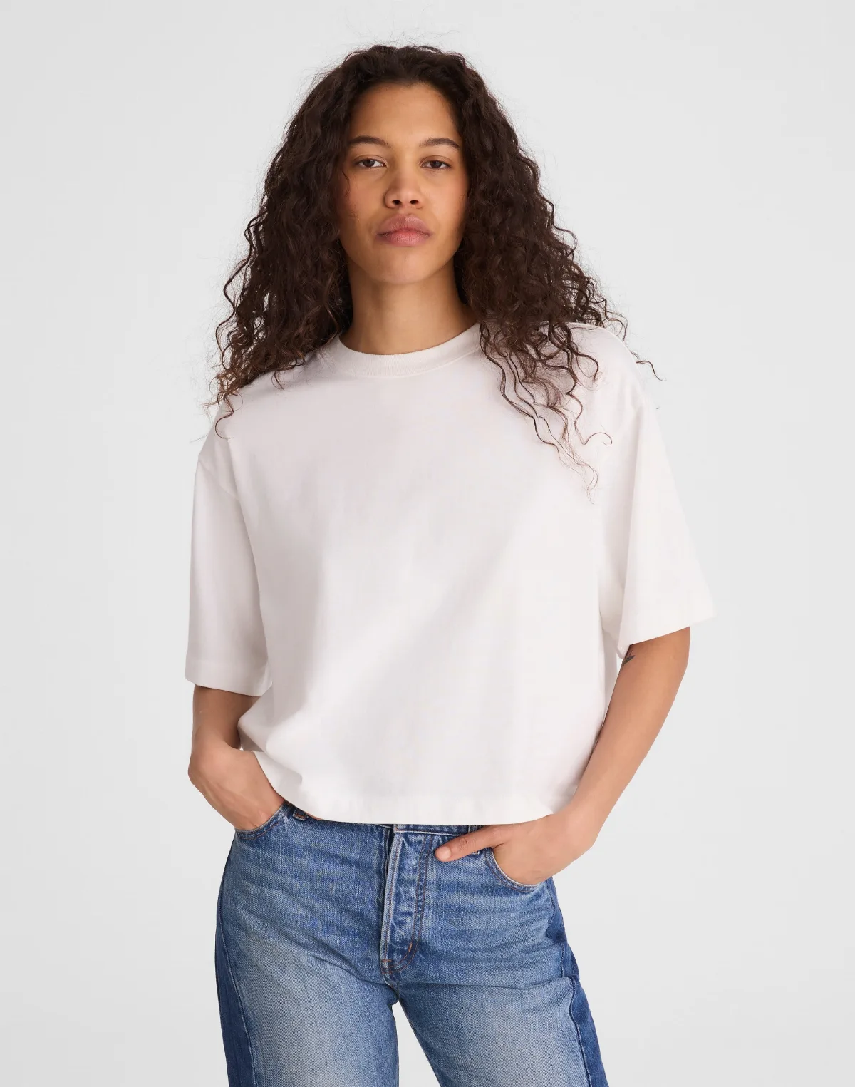 The Boxy Crop Tee in Allday Jersey