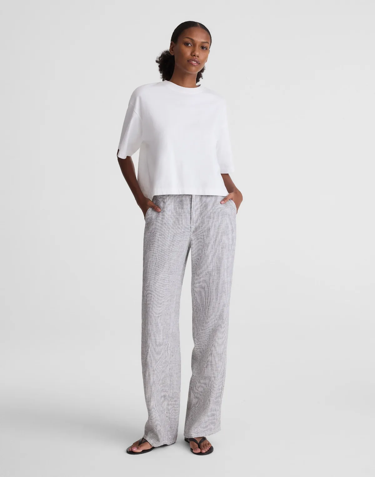 The Tall Zoe Relaxed Straight Pant in 100% Linen by MW