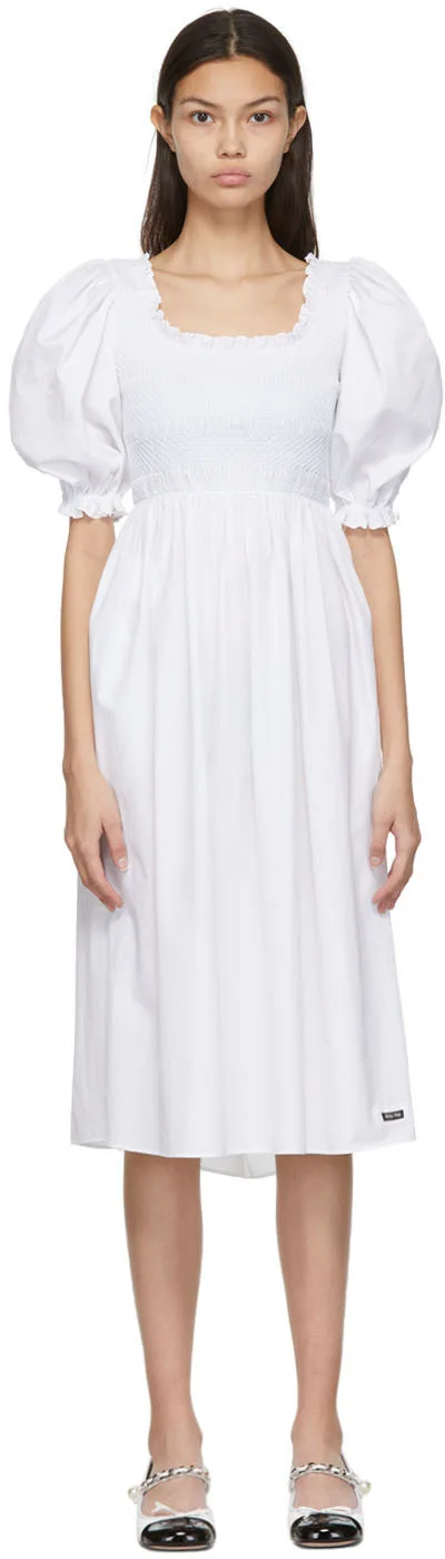 White Poplin Mid-Length Dress