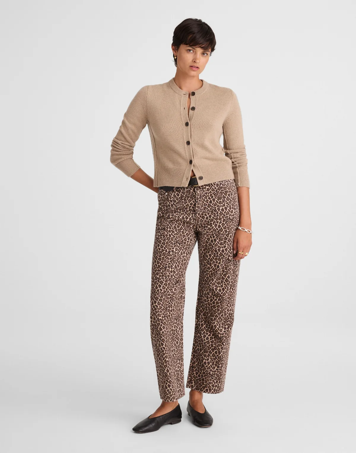 Cashmere Button-Front Cardigan Sweater by MW