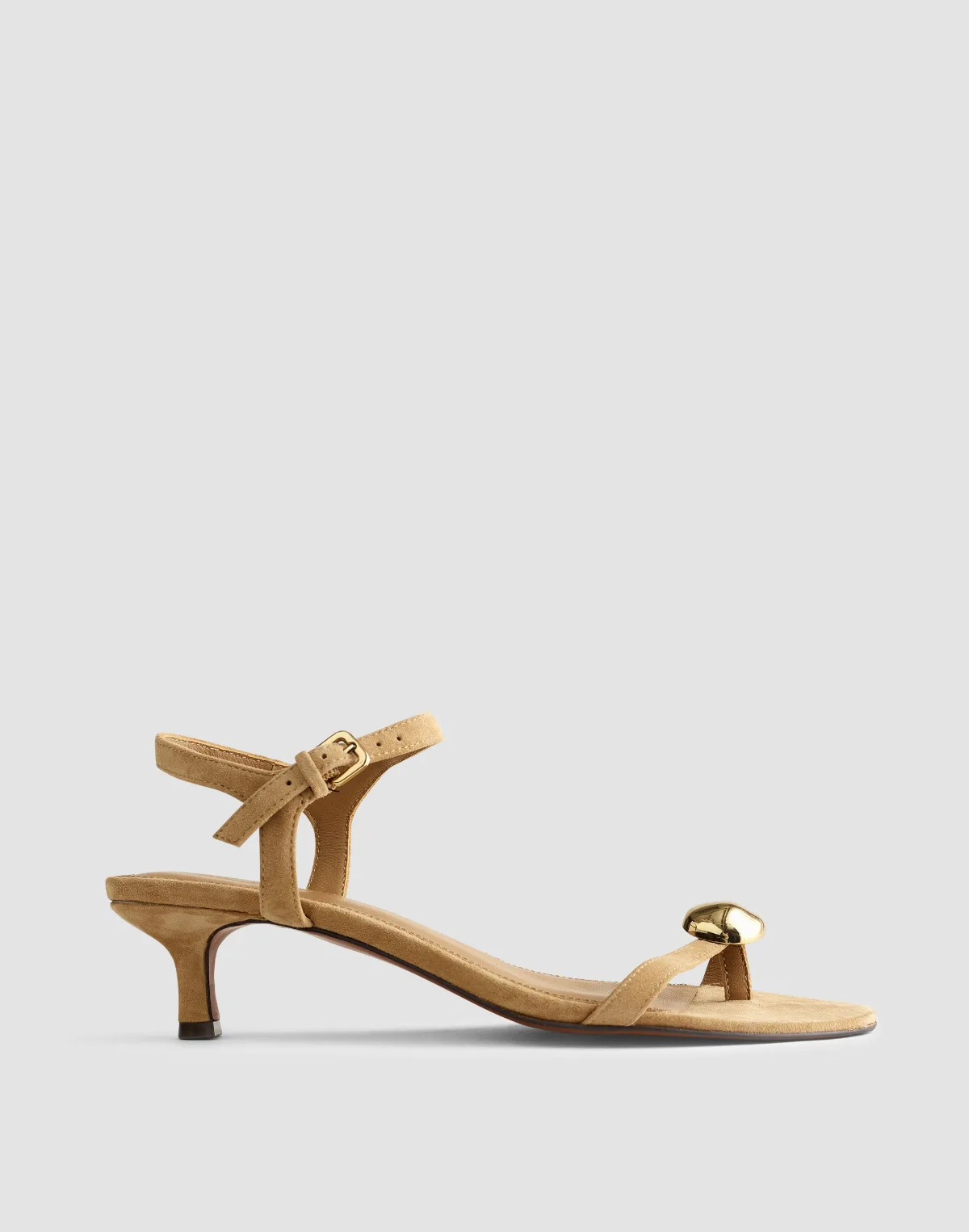 The Mila Sculpted Hardware Thong Sandal in Suede by MW