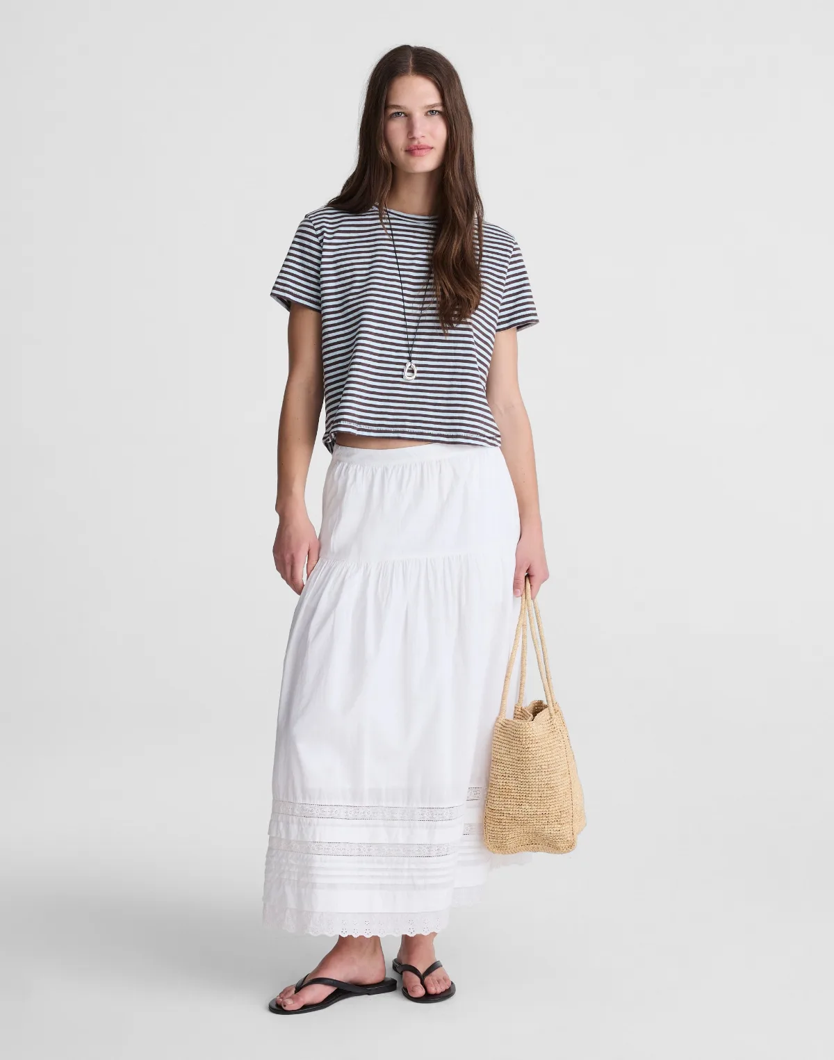 Pintucked Midi Skirt by MW