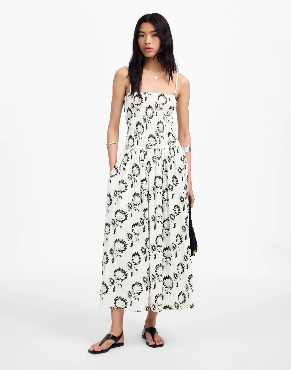 Poplin Smocked Maxi Dress in Floral by MW